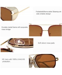 Aviator Square Aviator Sunglasses with Side Shield Vintage Sunglasses for Men UV400 VL9519 - C8194TSGIYG $18.69