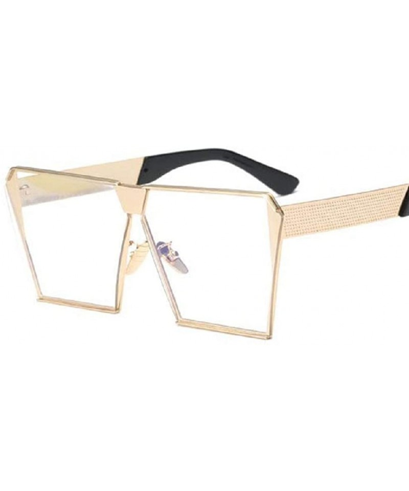 Square Fashion Designer Women Sunglasses Oversized Flat Top Square Frame Metal Gradient Lens - C - C418QHE69HR $8.59