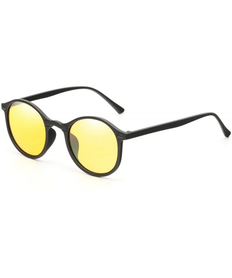 Night Vision Polarized Sunglasses Men Women Small Round Goggles Sun Glasses  Driver Driving UV400 Eyewear - Yellow - CZ199CHE0QQ