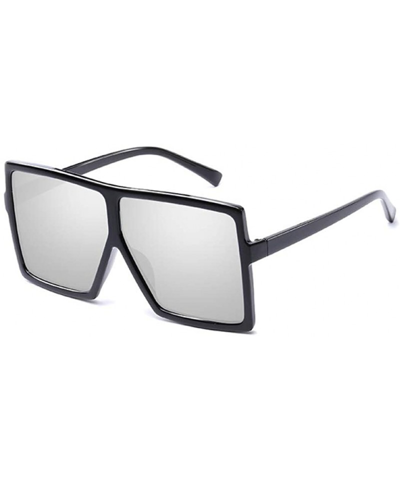 Unisex Flat Top Shield Sunglasses Square Mirror Rimless Glasses Unique  Oversize Vintage Style for Women Men - A - CA195IEAY3L