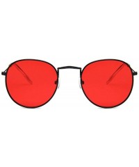Round Retro Round Sunglasses Women Er Red Yellow Sun Glasses Alloy Frame Mirror Sunglass Female Shades - Red - CH198AHNY36 $2...