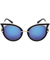 Cat Eye Chic Cut-Out Cat Eye Sunnies With Color Mirror Lens 32163-REV - Black - CG12IK3V2MP $8.29