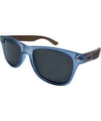 Wayfarer Wood Polarized Sunglasses For Men & Women Wayfarer Shades Bamboo Case - Transparent Blue - CY1843KDCAH $14.82