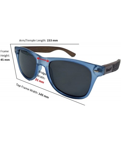 Wayfarer Wood Polarized Sunglasses For Men & Women Wayfarer Shades Bamboo Case - Transparent Blue - CY1843KDCAH $14.82