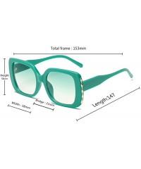 Square Sunglasses Female Sunglasses Retro Glasses Men and women Sunglasses - Green - CN18LIQKSK2 $12.35