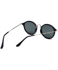 Round Vintage Classic Round Sunglasses Men Women Mirror Lens Thin Metal Temple Sun glasses - Black/Green - C5197NLSQOY $8.60