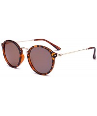 Round Vintage Classic Round Sunglasses Men Women Mirror Lens Thin Metal Temple Sun glasses - Black/Green - C5197NLSQOY $8.60