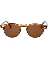 Oval Men Retro Round Vntage UV400 Sunglasses Women Oval Glasses Eyewear - Leopard Brown - CZ1839OX42Q $9.53