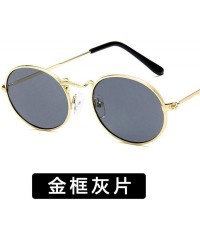 Oval Fashion Classical Metal Oval Eye Women Retro Yellow Luxury Mirror Round Sunglasses Vintage Lens Sun Glasses - CU198ZO5HS...