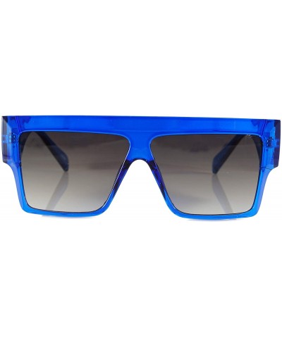 Square Mega Size Flat Top Bold Square Frame Sunglasses A263 - Blue Black - C318Q26SGLG $11.04