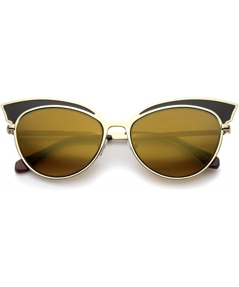 Womens Two-Tone Oversized Metal Mirrored Cat Eye Sunglasses 57mm ...