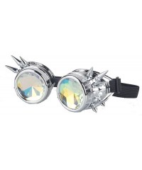 Goggle Retro Victorian Steampunk Goggles Rainbow Prism Kaleidoscope Glasses - Silver(spike) - CG18SNZ0DDR $16.95