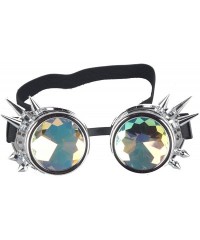 Goggle Retro Victorian Steampunk Goggles Rainbow Prism Kaleidoscope Glasses - Silver(spike) - CG18SNZ0DDR $16.95