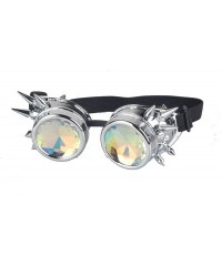 Goggle Retro Victorian Steampunk Goggles Rainbow Prism Kaleidoscope Glasses - Silver(spike) - CG18SNZ0DDR $16.95