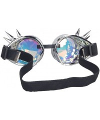 Goggle Retro Victorian Steampunk Goggles Rainbow Prism Kaleidoscope Glasses - Silver(spike) - CG18SNZ0DDR $16.95