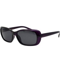 Rectangular Womens Polarized Lens Sunglasses Curved Rectangular Classic Shades UV 400 - Purple (Black) - CU1976CAAR5 $9.76