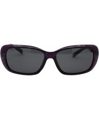 Rectangular Womens Polarized Lens Sunglasses Curved Rectangular Classic Shades UV 400 - Purple (Black) - CU1976CAAR5 $9.76