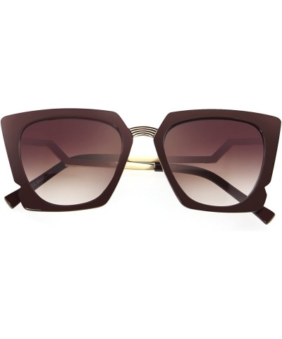 Rectangular Designer Oversized Men Women Sunglasses UV400 Protection 508 - Brown - C212FODNQY1 $33.02