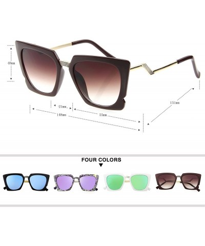 Rectangular Designer Oversized Men Women Sunglasses UV400 Protection 508 - Brown - C212FODNQY1 $33.02