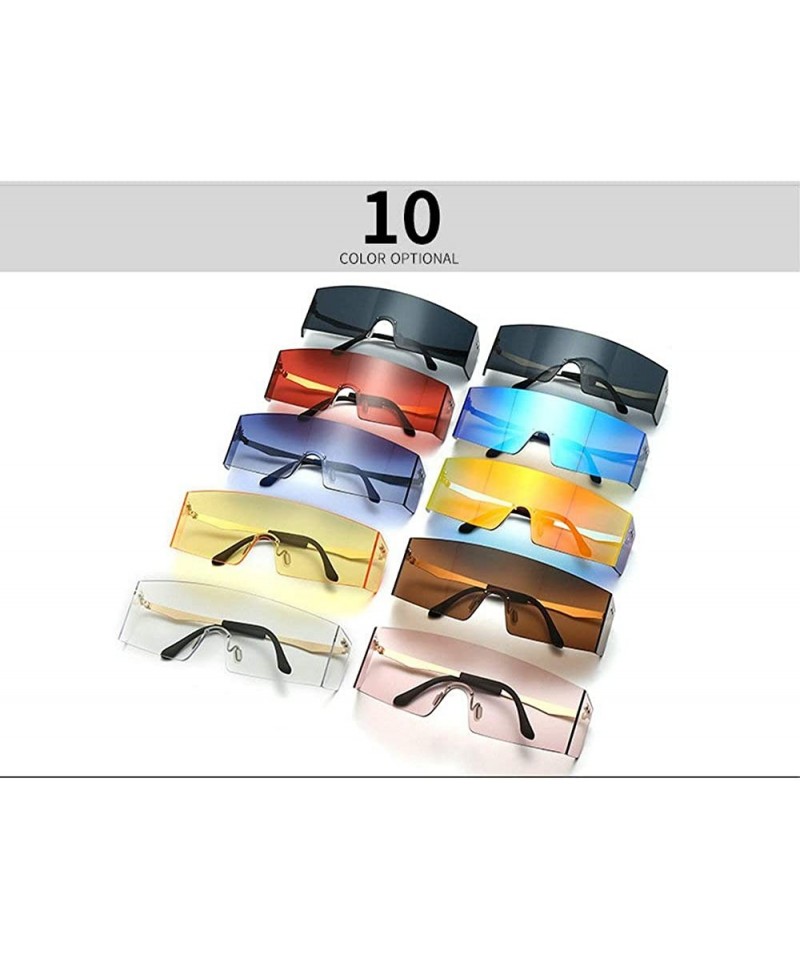 Mens Luxury Mod Rimless Block Lens Shield Oversize Sunglasses Pink