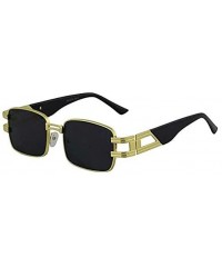 Square CLASSIC VINTAGE RETRO HIP HOP RAPPER Style SUNGLASSES Square Gold Frame - 2 Pack Black and Brown - CW197ISQDKZ $21.08