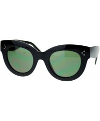 Wayfarer Womens Thick Plastic Horn Rim Mod Chic Retro Cat Eye Sunglasses - Black Green - C711NJ2022T $10.89