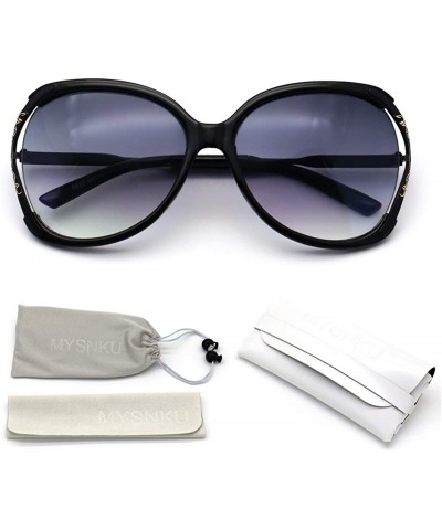 Oversized Classic Hollow Oversized Sunglasses UV400 Protection Lenses-Black Glasse - With Glasses Case - CG18MCDW72Q $20.04