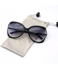 Oversized Classic Hollow Oversized Sunglasses UV400 Protection Lenses-Black Glasse - With Glasses Case - CG18MCDW72Q $20.04