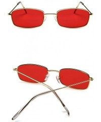 Rectangular Vintage Glasses Women Man Square Shades Small Rectangular Frame Sunglasses (C) - C - C4195NKREDW $11.21