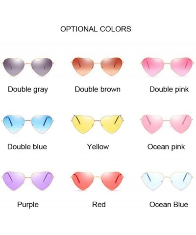 Round Heart Shaped Sunglasses Women Fashion LOVE Clear Ocean Lenses Pink Sun Glasses Oculos UV400 - Double Blue - CZ197Y0YU5E...