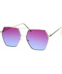 Rectangular Womens Octagonal Hippie Pimp Lens Metal Rim Mob Sunglasses - Gold Purple Blue - C418RS2DA46 $13.67