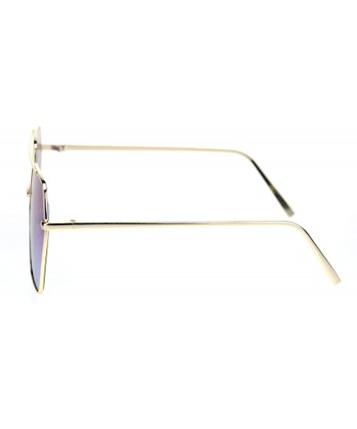 Rectangular Womens Octagonal Hippie Pimp Lens Metal Rim Mob Sunglasses - Gold Purple Blue - C418RS2DA46 $13.67