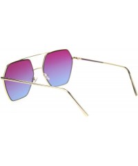 Rectangular Womens Octagonal Hippie Pimp Lens Metal Rim Mob Sunglasses - Gold Purple Blue - C418RS2DA46 $13.67