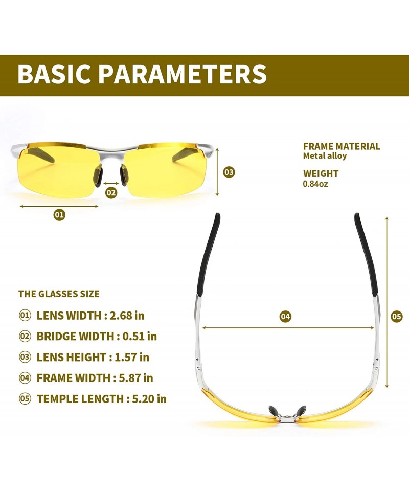 Night-Driving Polarized Glasses for Men- Yellow Glasses for Night-Vision-  Anti Glare for Safe Driving - C918LQA7NMR