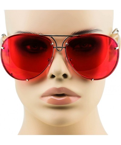 Round Aviator Poshe Oceanic Lens Twirl Metal Design Frames Sunglasses - Red - C412OC2ZKZG $12.87