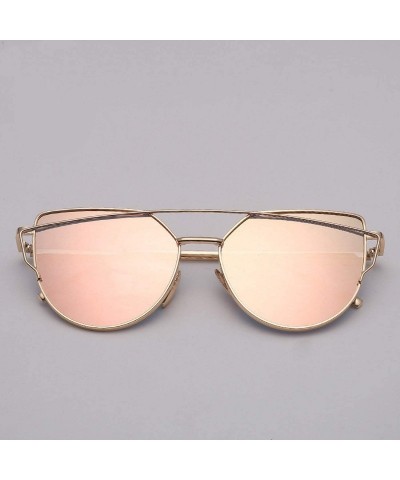 Oval 2018 Brand Designer Cat Eye Sunglasses Women Vintage Metal Reflective Glasses Mirror Retro Oculos De Sol Gafas - CO19857...