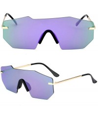 Round Polarized Sunglasses for Men and Women - One-Piece Mirrored Lens UV400 - Purple - CK193A436Q8 $11.18