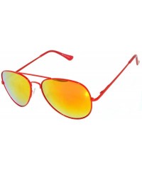 Aviator Colored Metal Frame with Full Mirror Lens Spring Hinge - Red_mirror_lens - C8122DPSTNL $11.01