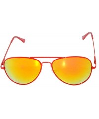 Aviator Colored Metal Frame with Full Mirror Lens Spring Hinge - Red_mirror_lens - C8122DPSTNL $11.01