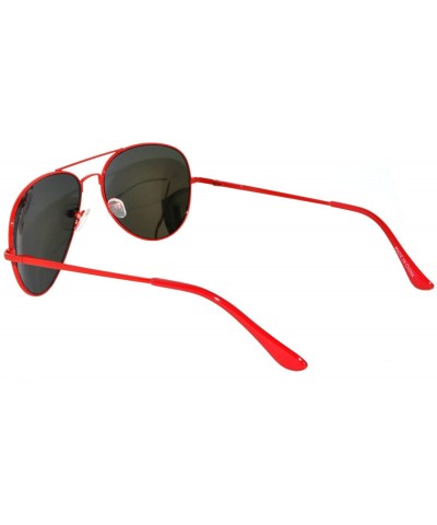 Aviator Colored Metal Frame with Full Mirror Lens Spring Hinge - Red_mirror_lens - C8122DPSTNL $11.01