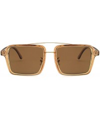 Square Unisex Sunglasses Fashion Bright Black White Drive Holiday Square Non-Polarized UV400 - Brown Brown - C518RLIZ5EI $11.36