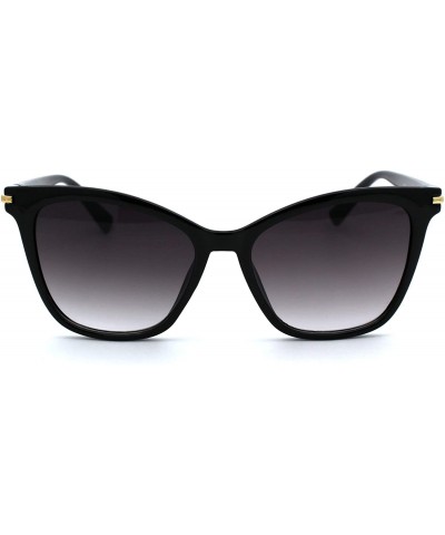 Womens Designer Fashion Cat Eye Horn Rim Plastic Sunglasses - Black ...