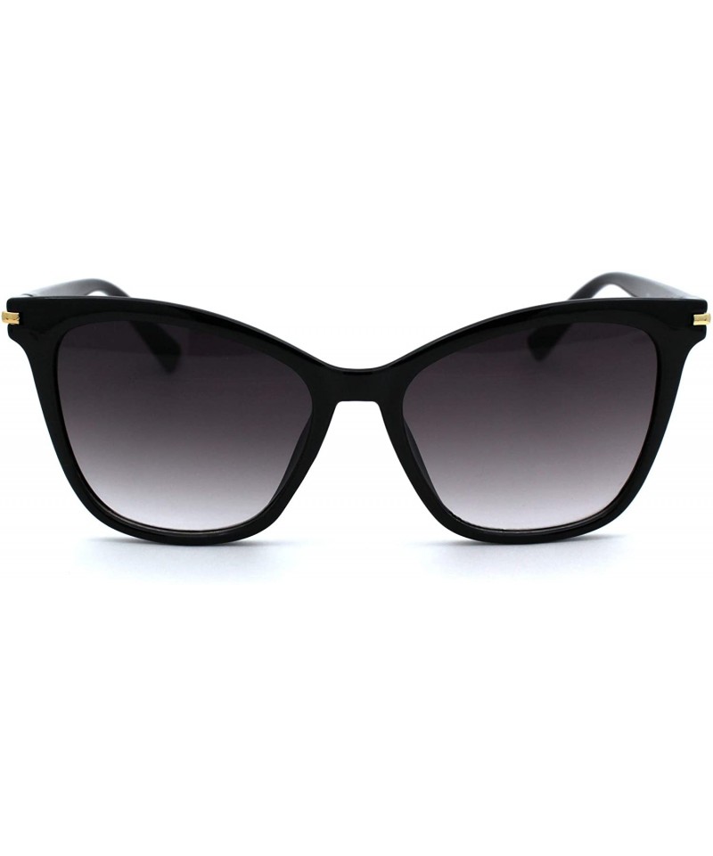 Womens Designer Fashion Cat Eye Horn Rim Plastic Sunglasses - Black ...