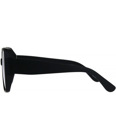 Oversized Womens Designer Style Sunglasses Oversized Square Retro Chic Mirror Lens UV400 - Matte Black (Silver Mirror) - CQ18...