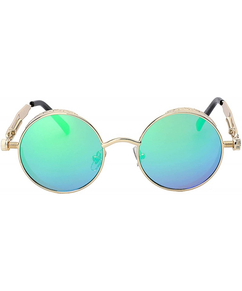 Steampunk Retro Gothic Vintage Hippie Colored Metal Round Circle Frame Sunglasses Colored Lens 
