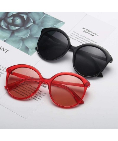 Aviator Vintage Round Oversized Lens Mirror Sunglasses Women Brand Designer BlackGray - Red - CZ18XAKKTE2 $11.35