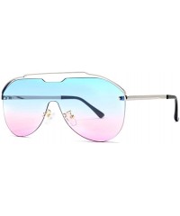 Rimless Oversized One Piece Rimless Sunglasses for Women Pilot Shades - C3 Gold Purple Pink - CZ1987AYGTR $12.27