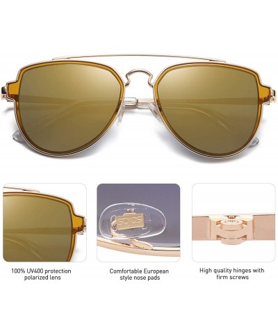 Oversized Fashion Polarized Aviator Sunglasses for Men Women Mirrored Lens SJ1051 - C7184T6DMOM $12.82