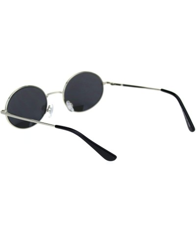 Oval Round Oval Metal Frame Sunglasses Mirrored Lens Spring Hinge Unisex UV 400 - Silver (Silver Mirror) - CW18A53U4U0 $12.46