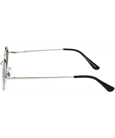 Oval Round Oval Metal Frame Sunglasses Mirrored Lens Spring Hinge Unisex UV 400 - Silver (Silver Mirror) - CW18A53U4U0 $12.46